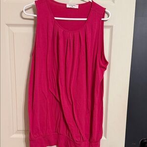 Zenana Outfitters Hot Pink Pleated Scoop Tank